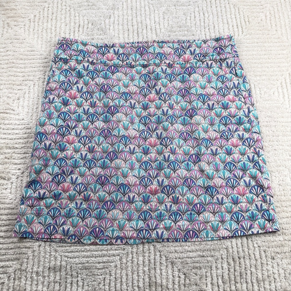 Talbots Mini Skirt Women's 16 Multi Color Geometric Print Stretch Casual Preppy